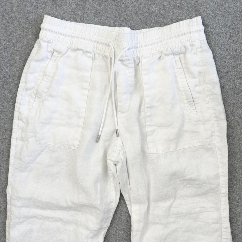 Athleta Pants Womens Medium Petite White Linen Retreat Elastic Waist Straight - Picture 2 of 8
